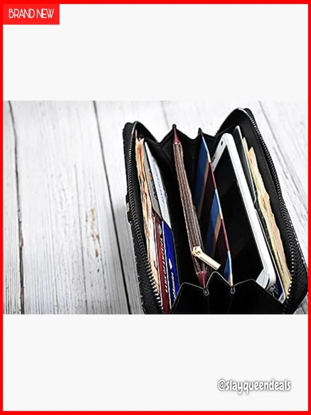 Large RFID Blocking Wristlet Wallet with Phone Holder PU Leather